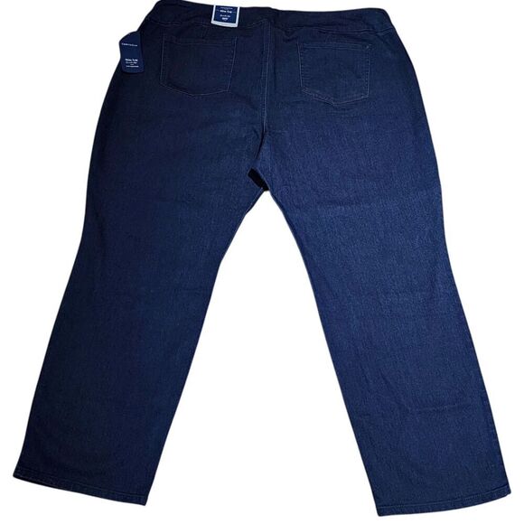 Charter Club‎ Plus Size Cambridge Slim Leg Stretch Blue Denim Pull On Pants 28W - Picture 2 of 16